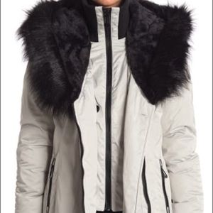 Noize Faux Fur Trim Parka in Snow, NWOT
